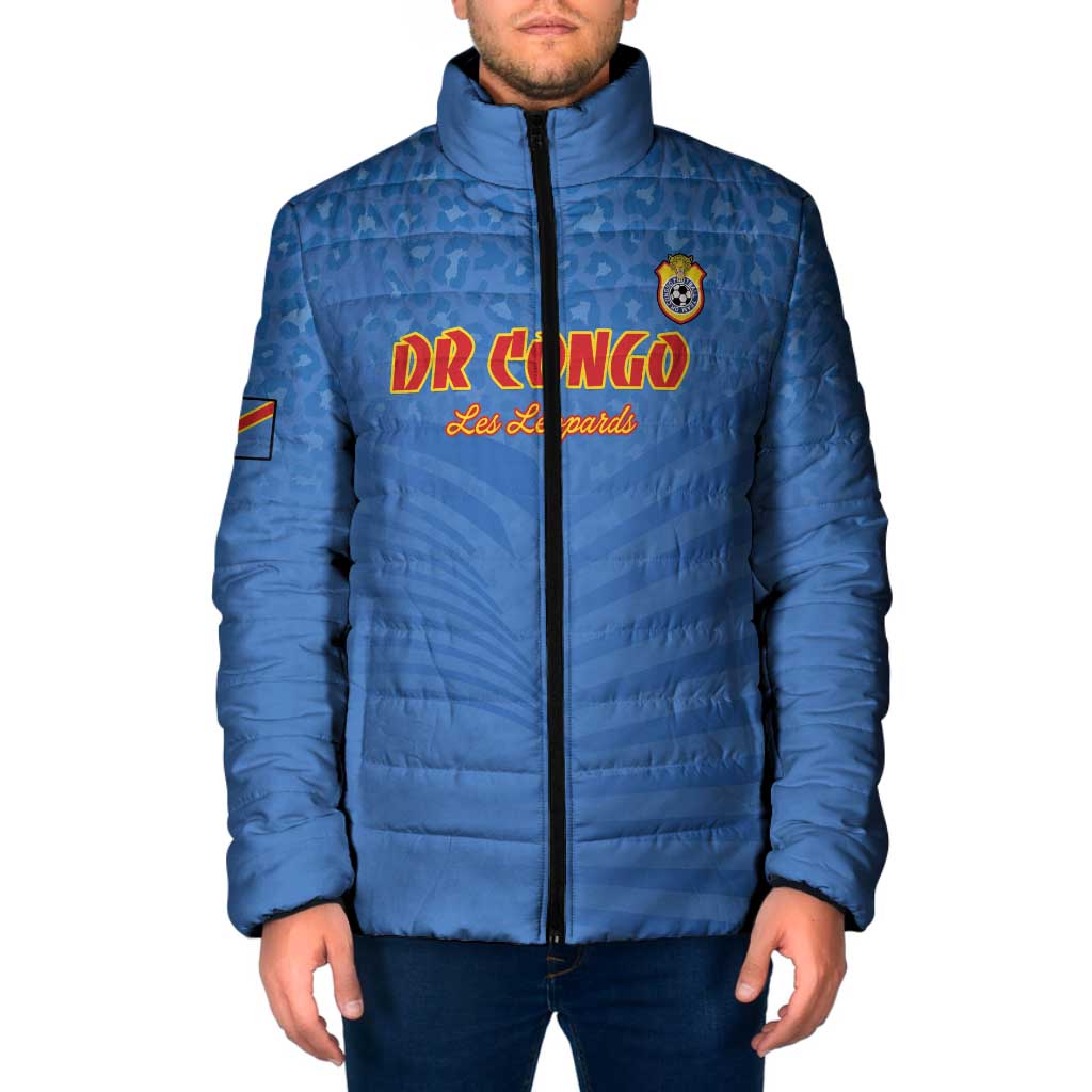 Custom DR Congo Football Padded Jacket Come On Les Léopards - Wonder Print Shop