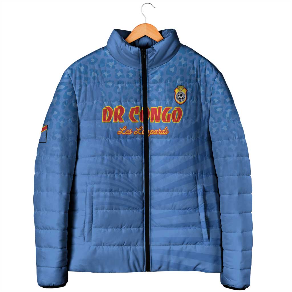 Custom DR Congo Football Padded Jacket Come On Les Léopards - Wonder Print Shop