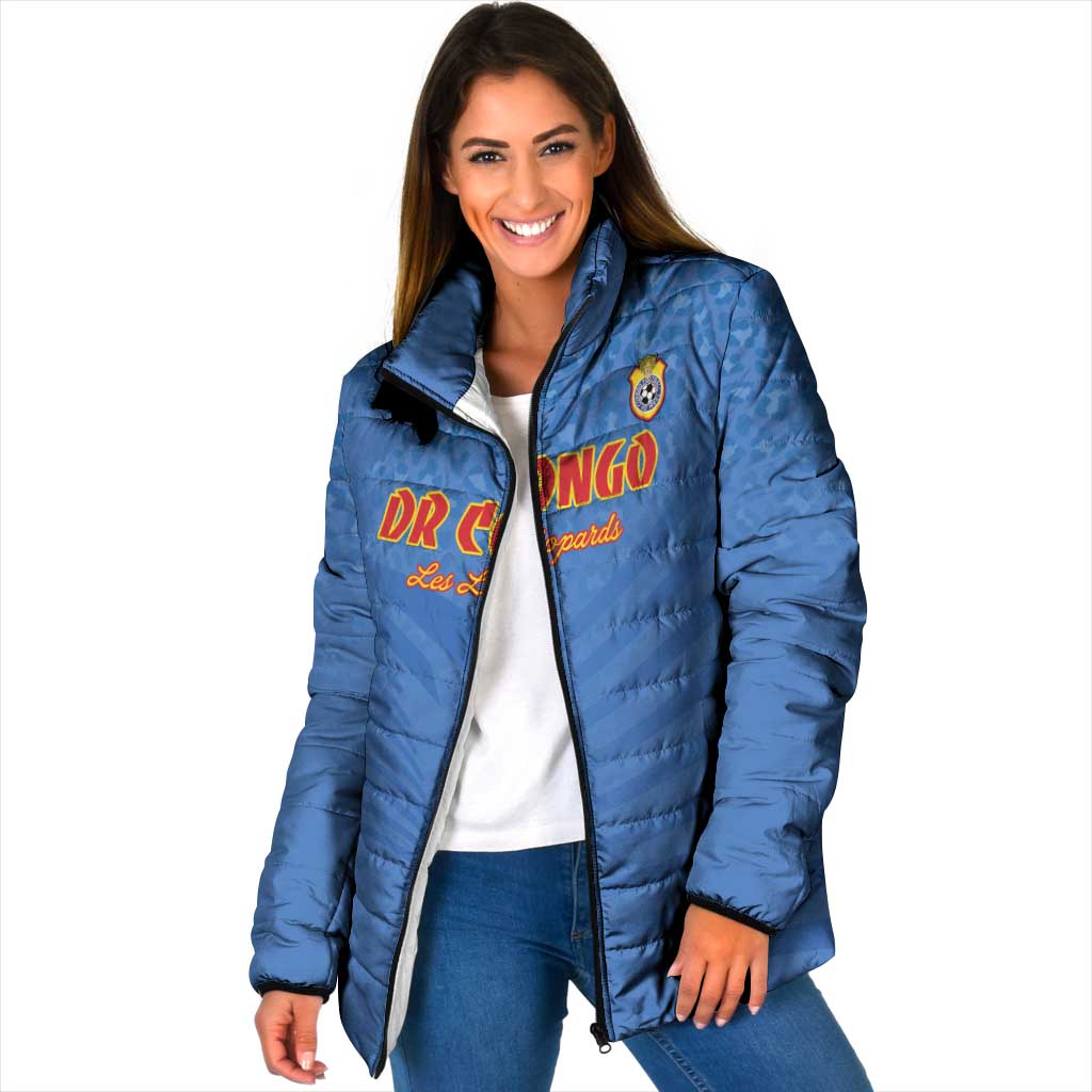 Custom DR Congo Football Padded Jacket Come On Les Léopards - Wonder Print Shop