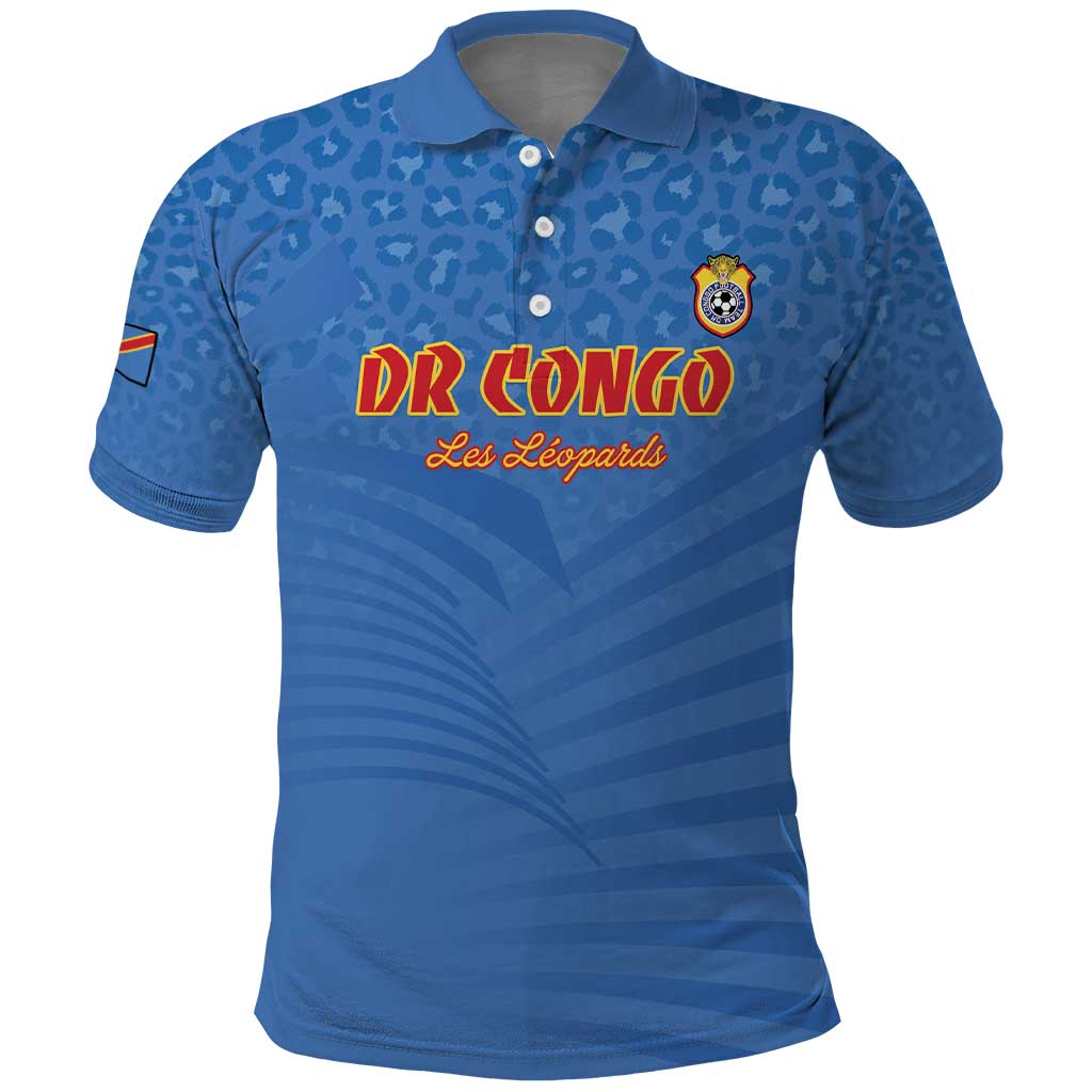 Custom DR Congo Football Polo Shirt Come On Les Léopards - Wonder Print Shop