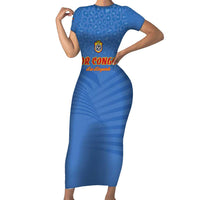 Custom DR Congo Football Short Sleeve Bodycon Dress Come On Les Léopards - Wonder Print Shop