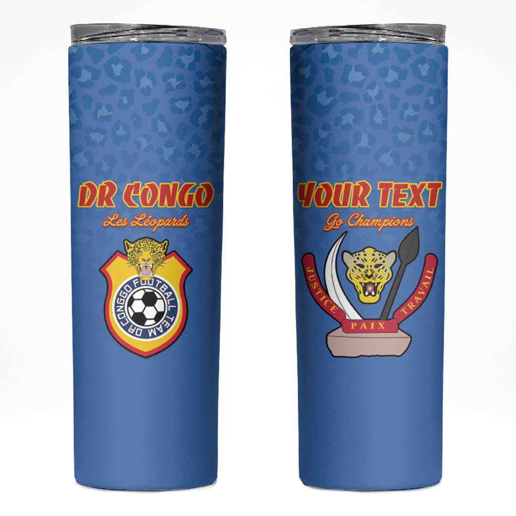 Custom DR Congo Football Skinny Tumbler Come On Les Léopards - Wonder Print Shop