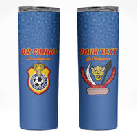 Custom DR Congo Football Skinny Tumbler Come On Les Léopards - Wonder Print Shop