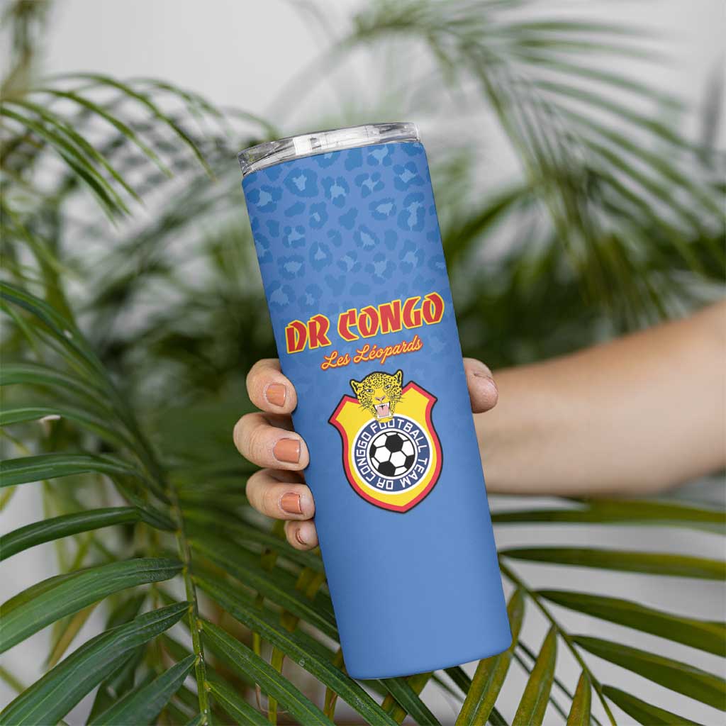Custom DR Congo Football Skinny Tumbler Come On Les Léopards - Wonder Print Shop