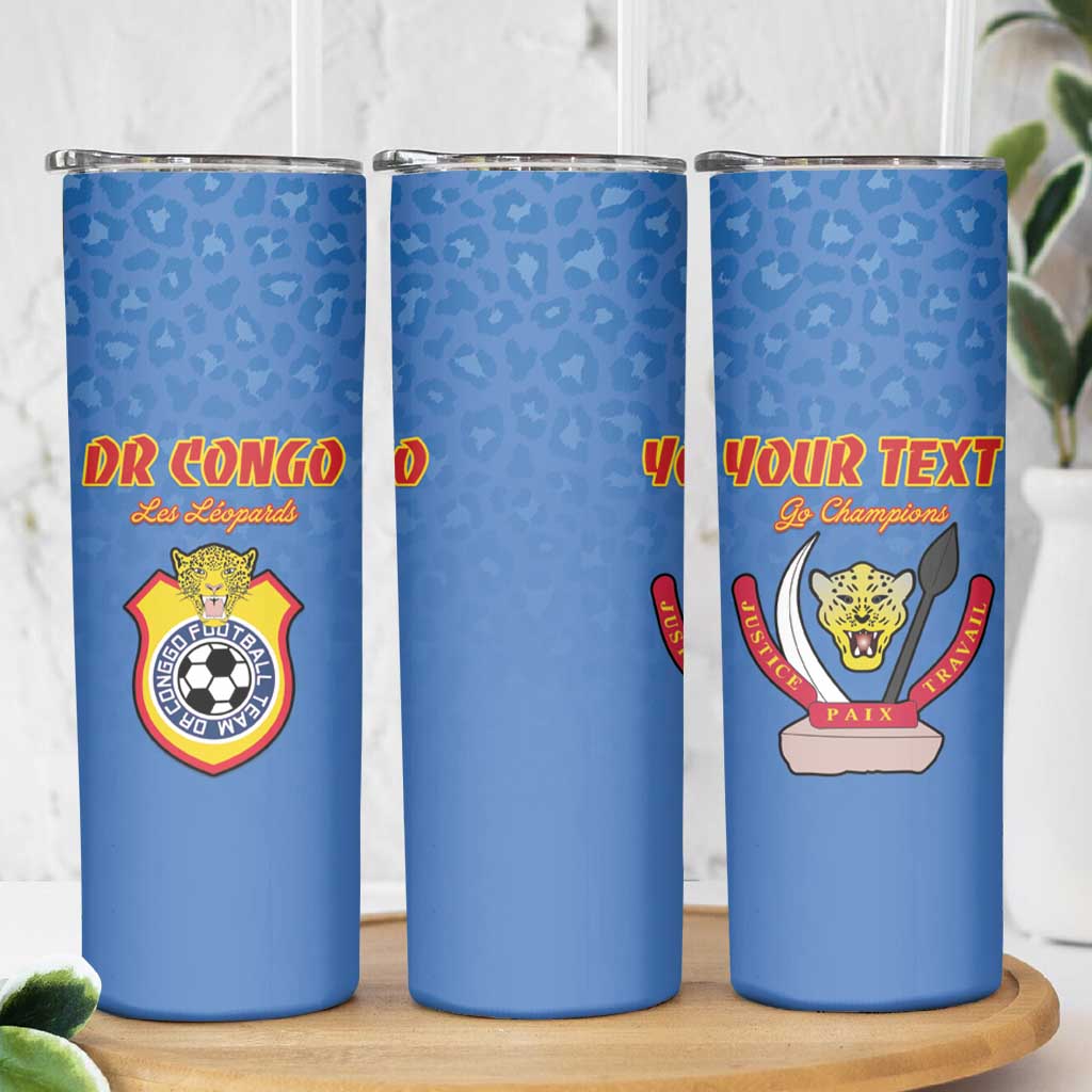 Custom DR Congo Football Skinny Tumbler Come On Les Léopards - Wonder Print Shop
