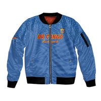 Custom DR Congo Football Sleeve Zip Bomber Jacket Come On Les Léopards - Wonder Print Shop