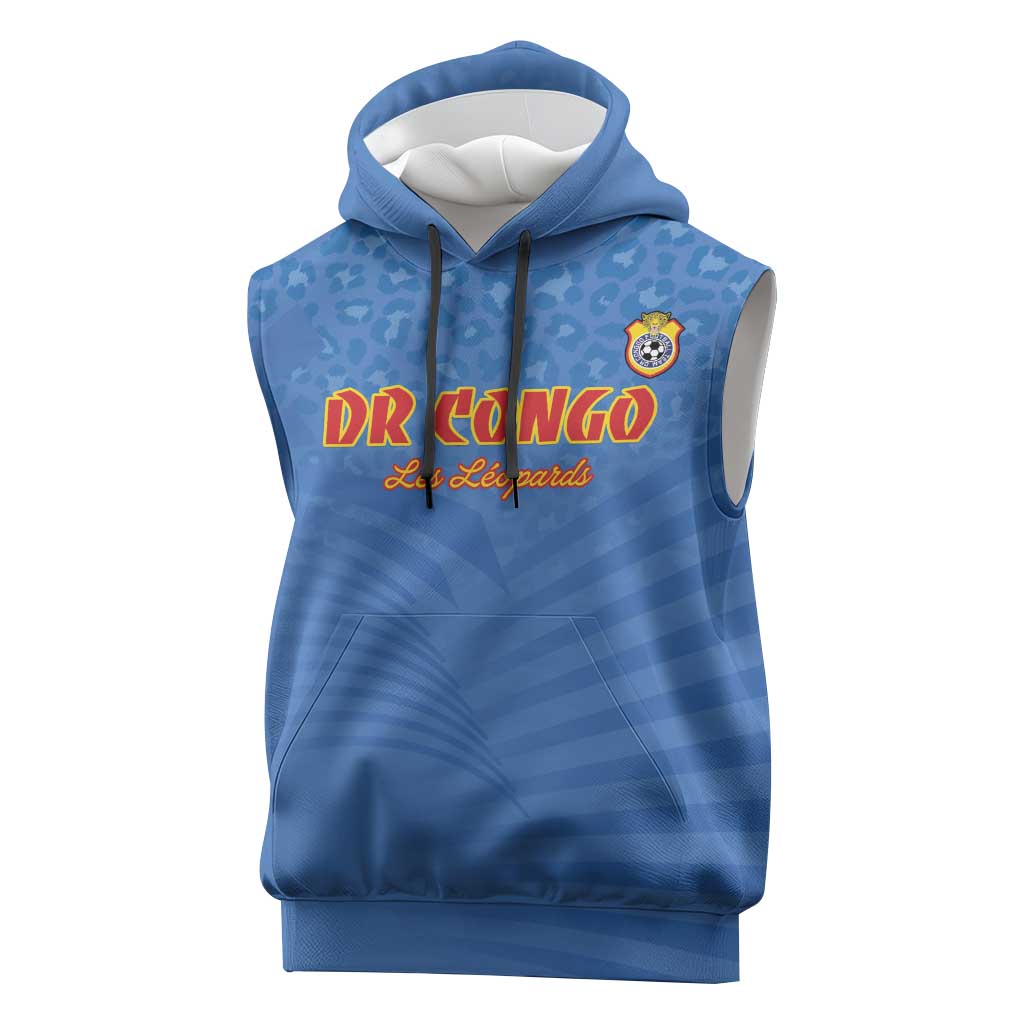 Custom DR Congo Football Sleeveless Hoodie Come On Les Léopards - Wonder Print Shop