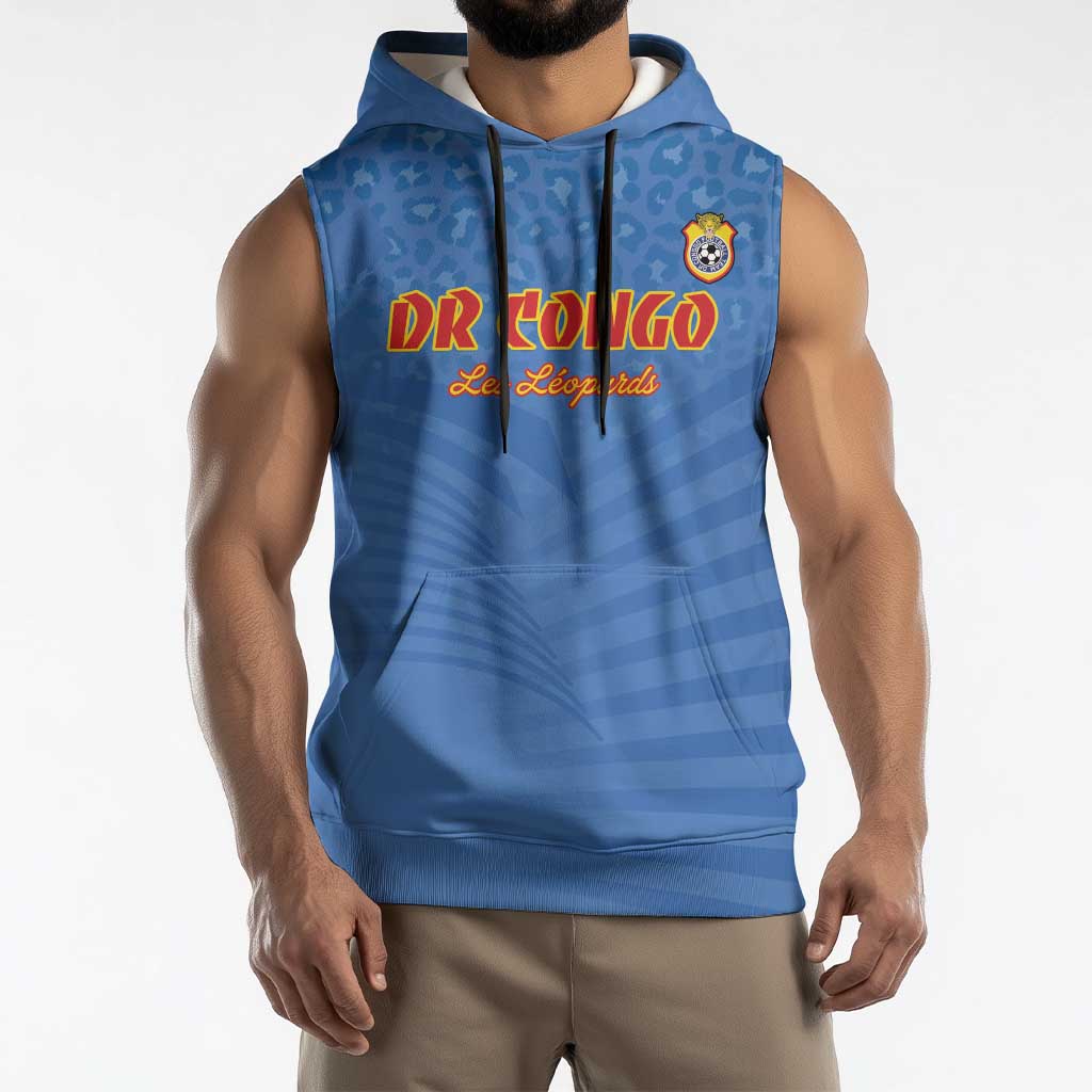 Custom DR Congo Football Sleeveless Hoodie Come On Les Léopards - Wonder Print Shop