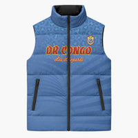 Custom DR Congo Football Sleeveless Puffer Jacket Come On Les Léopards - Wonder Print Shop