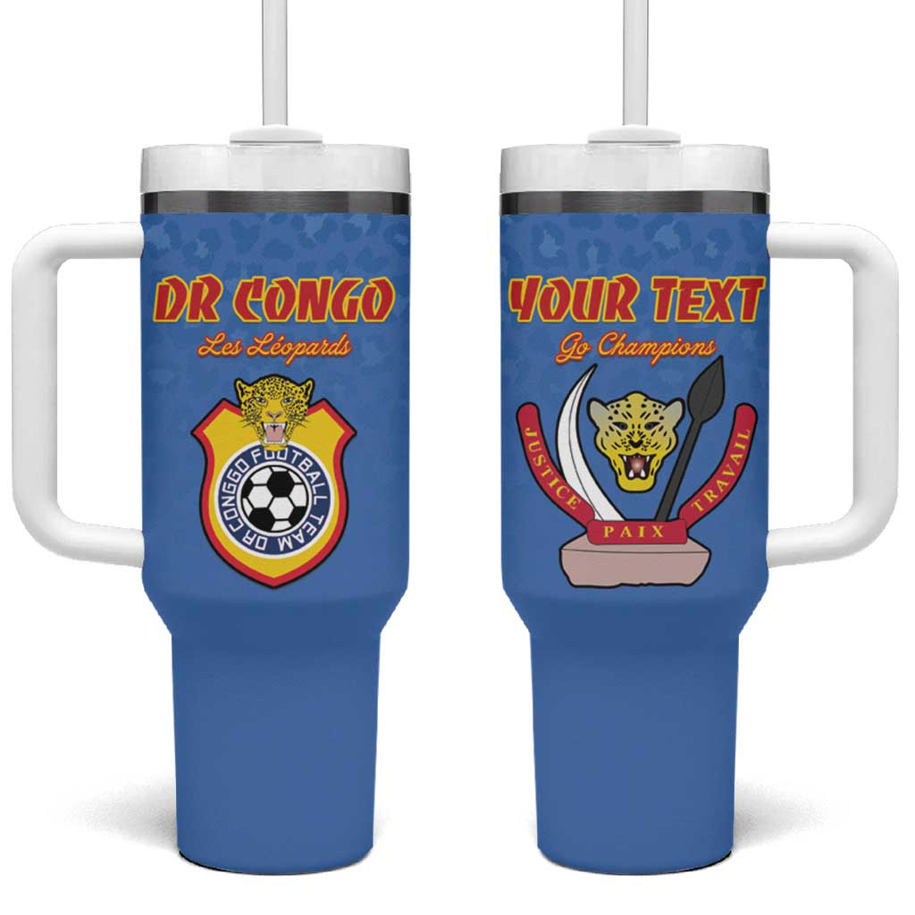Custom DR Congo Football Tumbler With Handle Come On Les Léopards - Wonder Print Shop