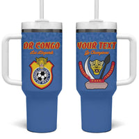 Custom DR Congo Football Tumbler With Handle Come On Les Léopards - Wonder Print Shop