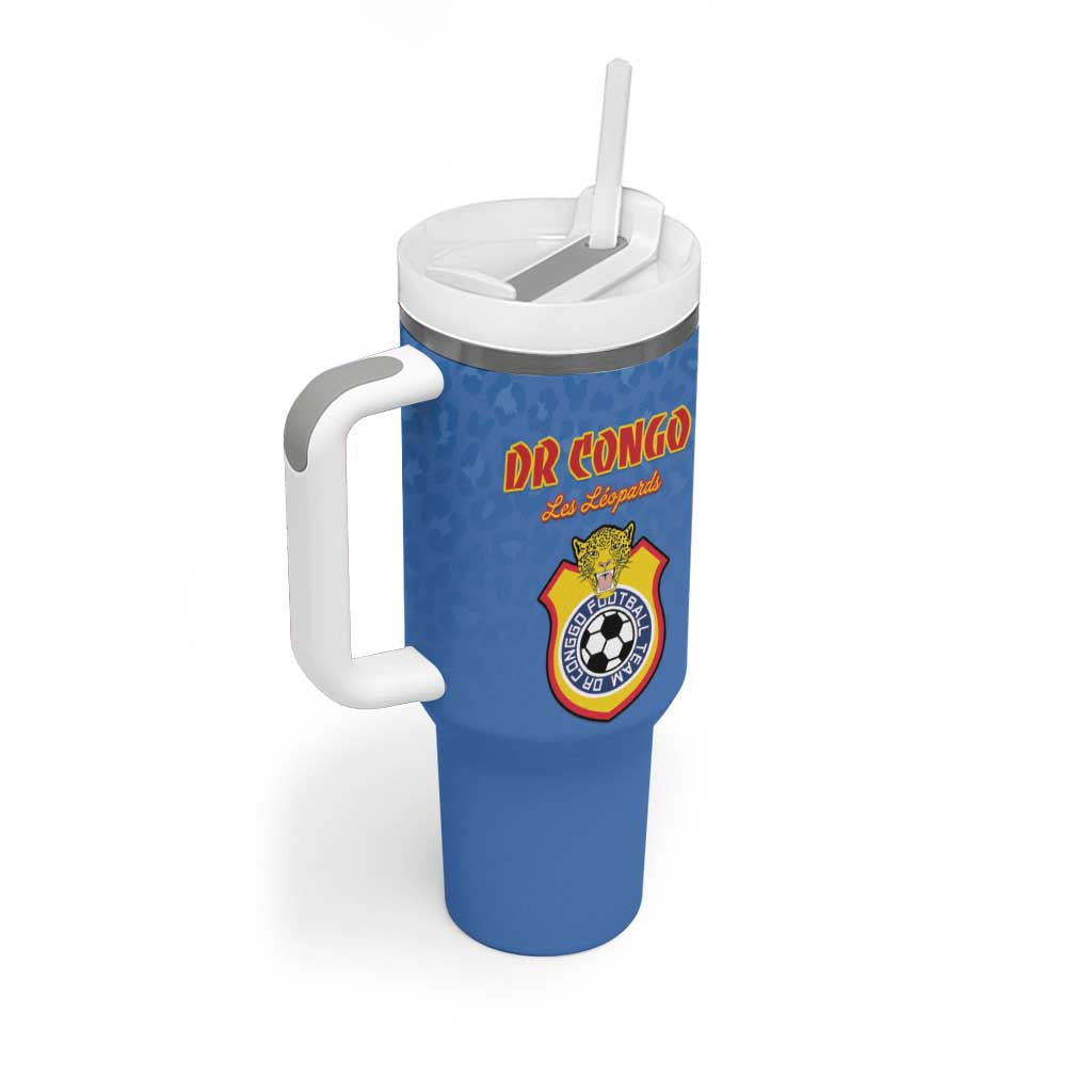 Custom DR Congo Football Tumbler With Handle Come On Les Léopards - Wonder Print Shop