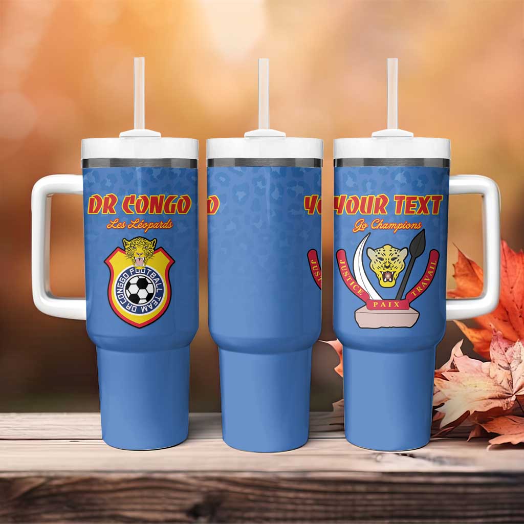 Custom DR Congo Football Tumbler With Handle Come On Les Léopards - Wonder Print Shop