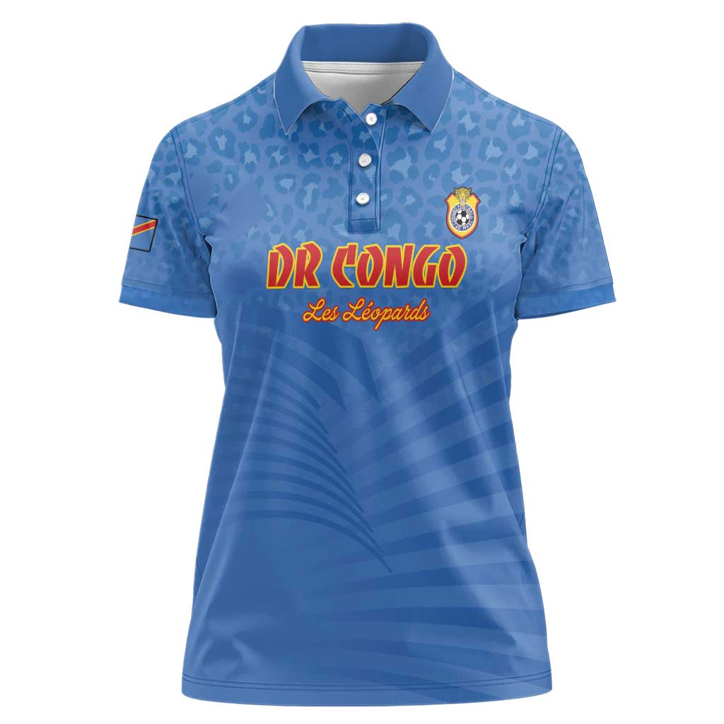 Custom DR Congo Football Women Polo Shirt Come On Les Léopards - Wonder Print Shop