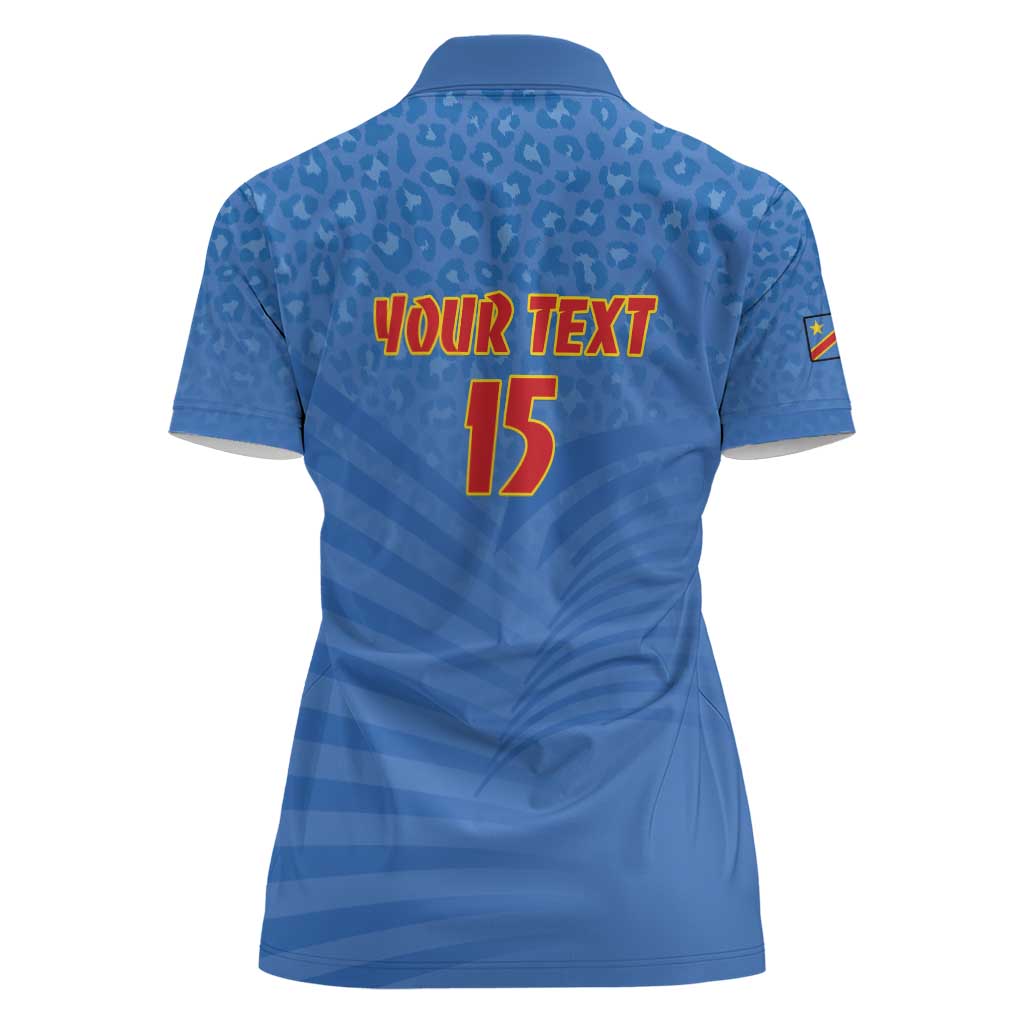 Custom DR Congo Football Women Polo Shirt Come On Les Léopards - Wonder Print Shop