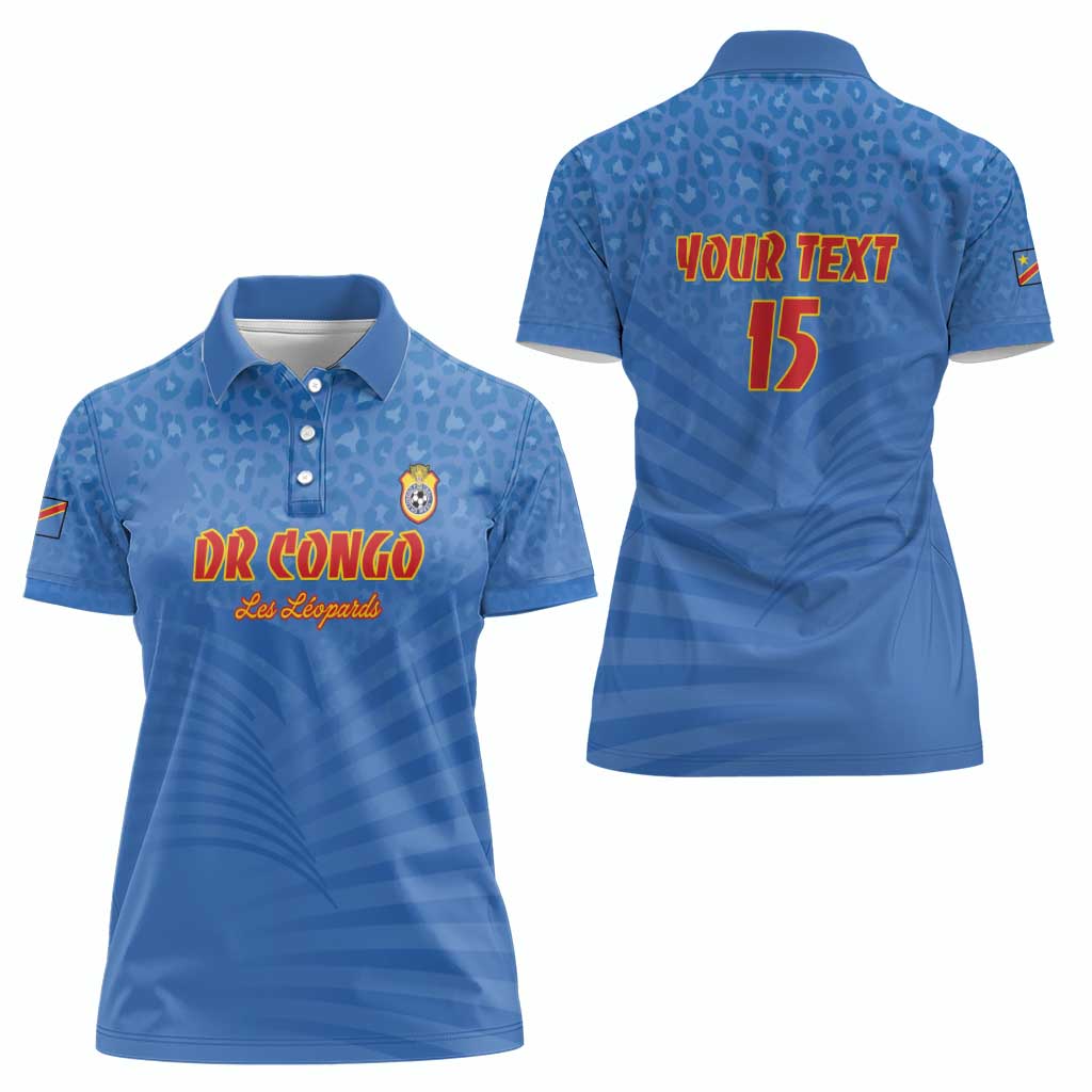Custom DR Congo Football Women Polo Shirt Come On Les Léopards - Wonder Print Shop