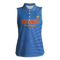 Custom DR Congo Football Women Sleeveless Polo Shirt Come On Les Léopards - Wonder Print Shop