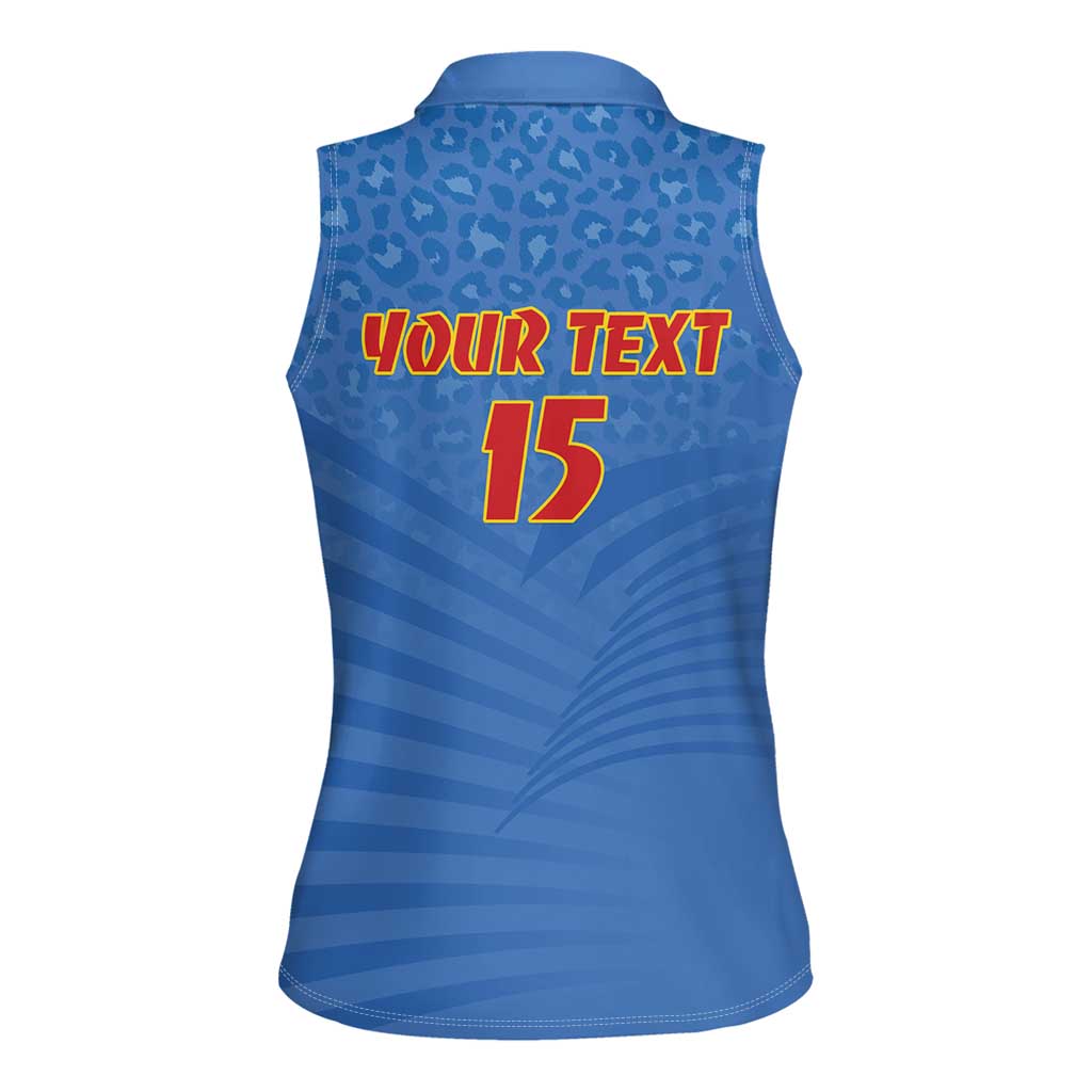 Custom DR Congo Football Women Sleeveless Polo Shirt Come On Les Léopards - Wonder Print Shop