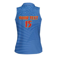 Custom DR Congo Football Women Sleeveless Polo Shirt Come On Les Léopards - Wonder Print Shop