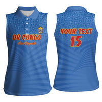Custom DR Congo Football Women Sleeveless Polo Shirt Come On Les Léopards - Wonder Print Shop