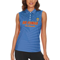 Custom DR Congo Football Women Sleeveless Polo Shirt Come On Les Léopards - Wonder Print Shop
