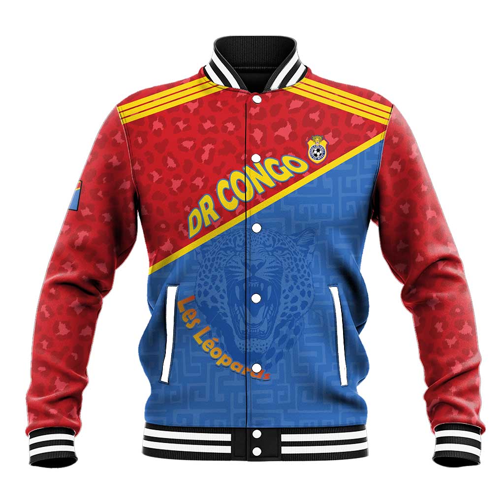 Custom DR Congo Football Baseball Jacket Allez Les Léopards - Wonder Print Shop