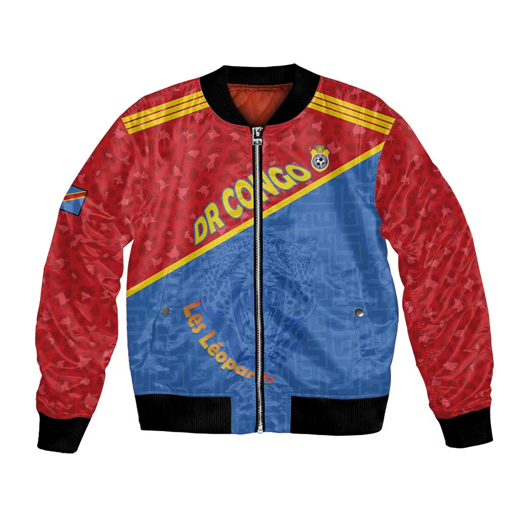 Custom DR Congo Football Bomber Jacket Allez Les Léopards - Wonder Print Shop
