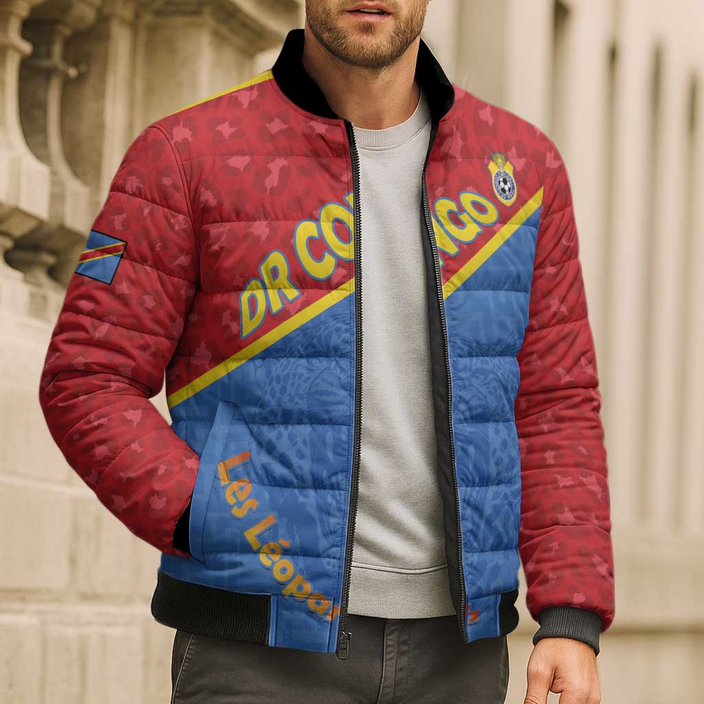 Custom DR Congo Football Bomber Puffer Jacket Allez Les Léopards - Wonder Print Shop
