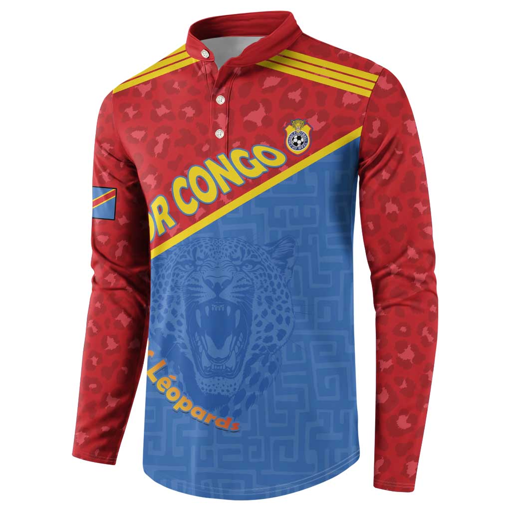 Custom DR Congo Football Button Sweatshirt Allez Les Léopards - Wonder Print Shop
