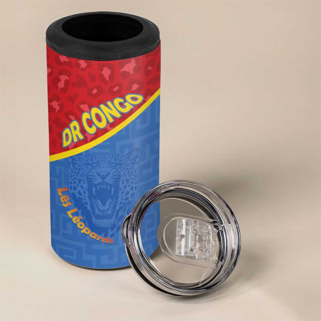 Custom DR Congo Football 4 in 1 Can Cooler Tumbler Allez Les Léopards - Wonder Print Shop