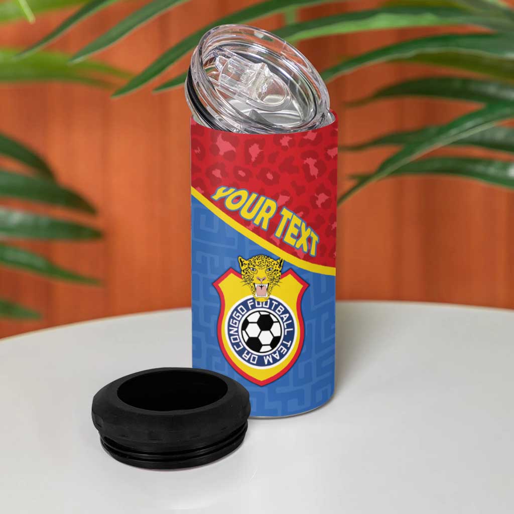 Custom DR Congo Football 4 in 1 Can Cooler Tumbler Allez Les Léopards - Wonder Print Shop