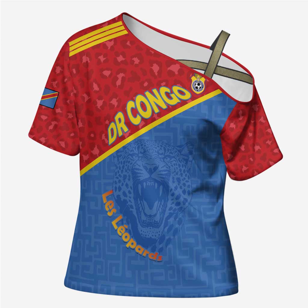 Custom DR Congo Football Cross Shoulder Shirt Allez Les Léopards - Wonder Print Shop
