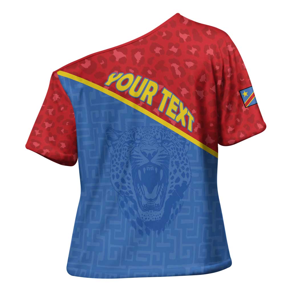 Custom DR Congo Football Cross Shoulder Shirt Allez Les Léopards - Wonder Print Shop