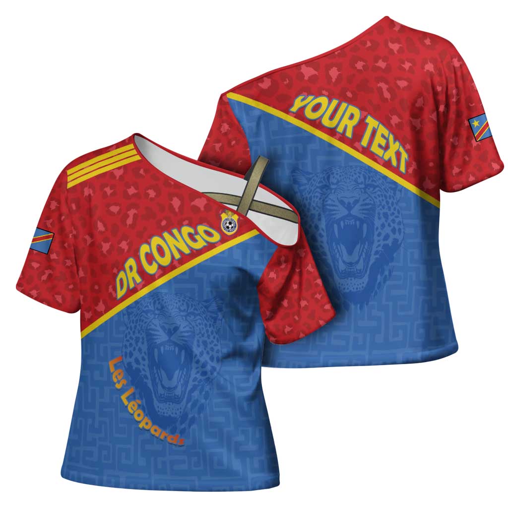 Custom DR Congo Football Cross Shoulder Shirt Allez Les Léopards - Wonder Print Shop