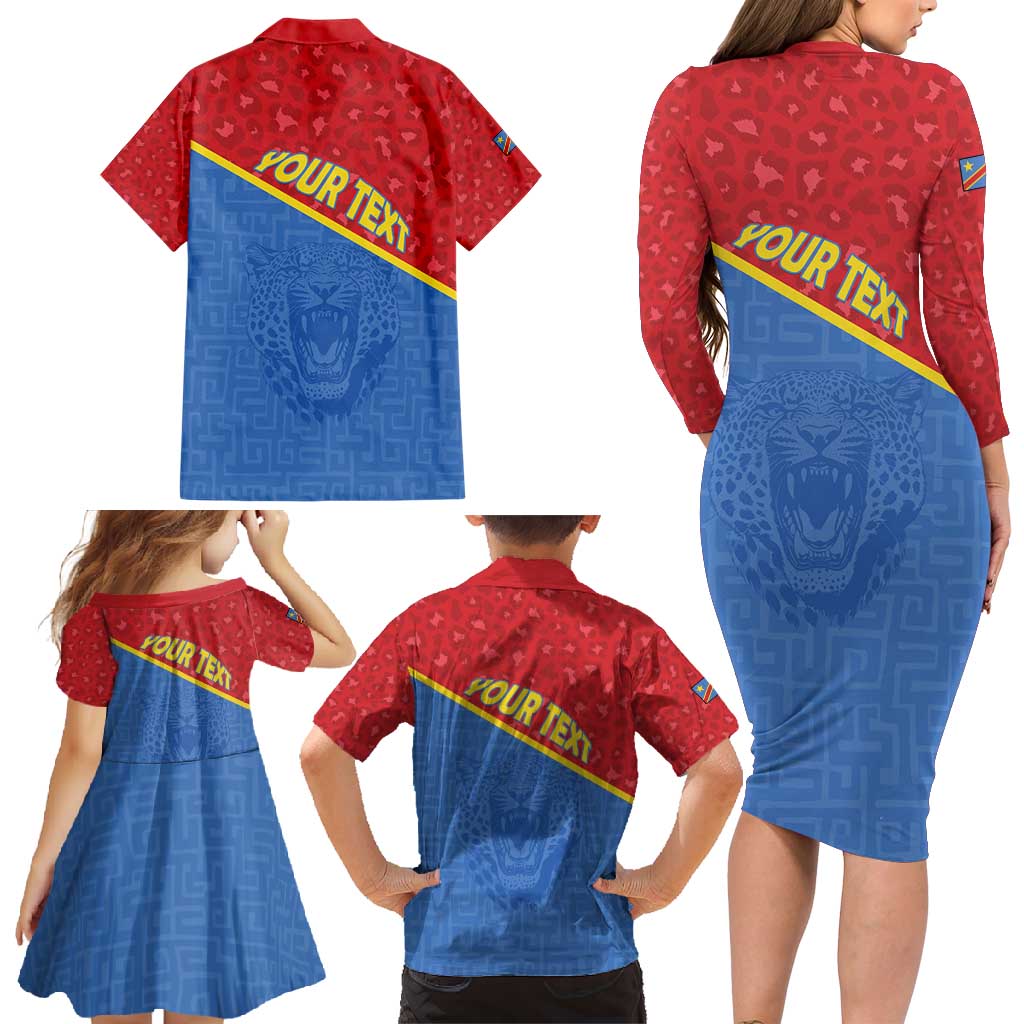 Custom DR Congo Football Family Matching Long Sleeve Bodycon Dress and Hawaiian Shirt Allez Les Léopards - Wonder Print Shop
