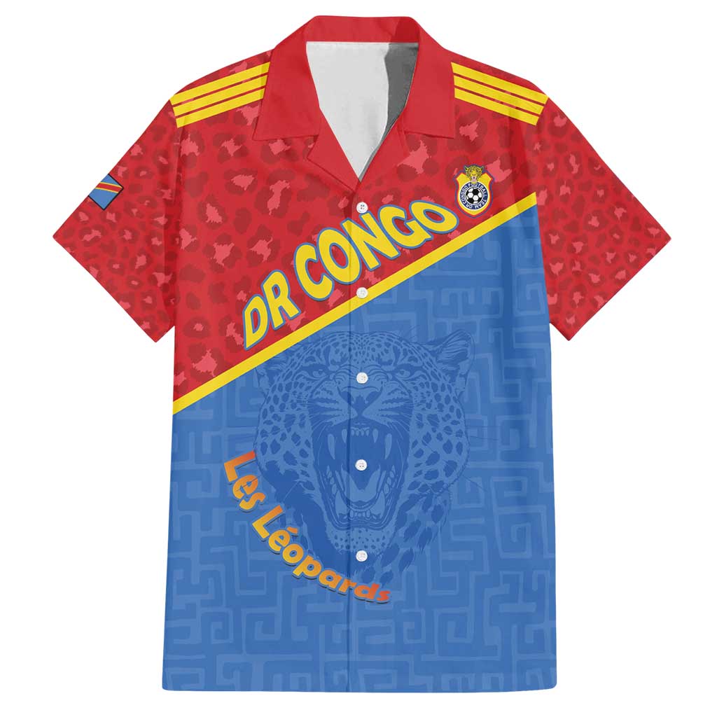 Custom DR Congo Football Family Matching Long Sleeve Bodycon Dress and Hawaiian Shirt Allez Les Léopards - Wonder Print Shop