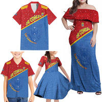 Custom DR Congo Football Family Matching Off Shoulder Maxi Dress and Hawaiian Shirt Allez Les Léopards - Wonder Print Shop