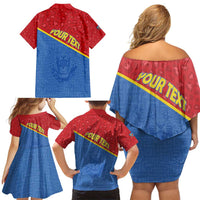 Custom DR Congo Football Family Matching Off Shoulder Short Dress and Hawaiian Shirt Allez Les Léopards - Wonder Print Shop