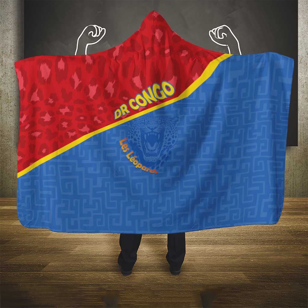 DR Congo Football Hooded Blanket Allez Les Léopards - Wonder Print Shop
