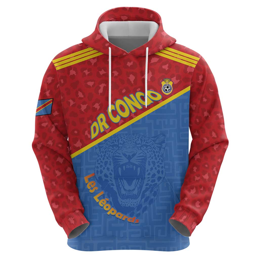 Custom DR Congo Football Hoodie Allez Les Léopards - Wonder Print Shop