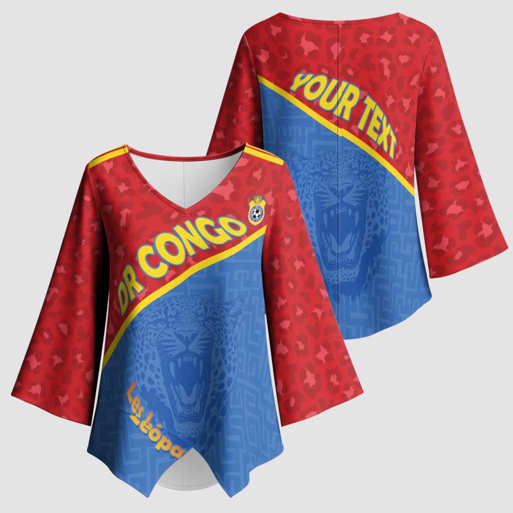 Custom DR Congo Football Kimono Sleeve Blouse Allez Les Léopards - Wonder Print Shop