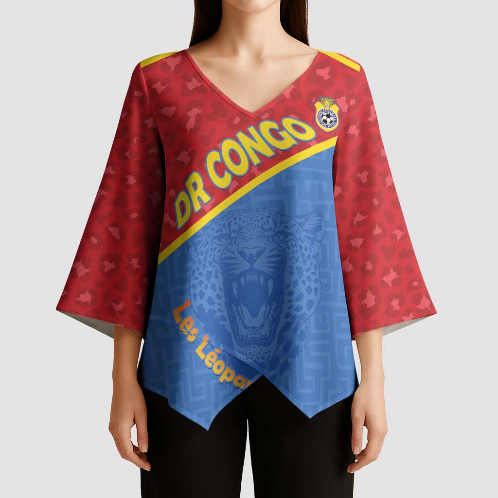 Custom DR Congo Football Kimono Sleeve Blouse Allez Les Léopards - Wonder Print Shop