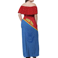 Custom DR Congo Football Off Shoulder Maxi Dress Allez Les Léopards - Wonder Print Shop