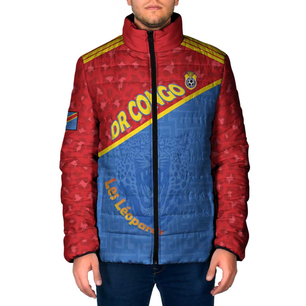 Custom DR Congo Football Padded Jacket Allez Les Léopards - Wonder Print Shop