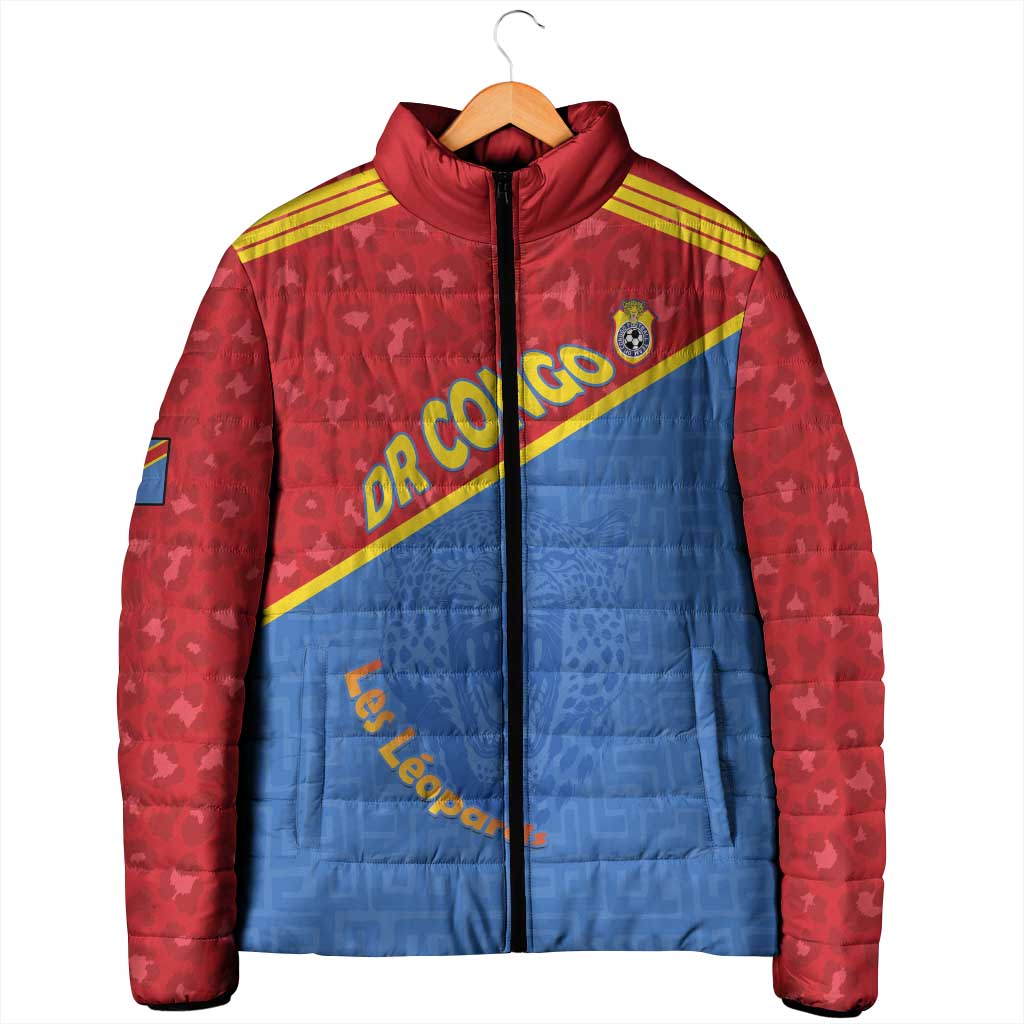 Custom DR Congo Football Padded Jacket Allez Les Léopards - Wonder Print Shop
