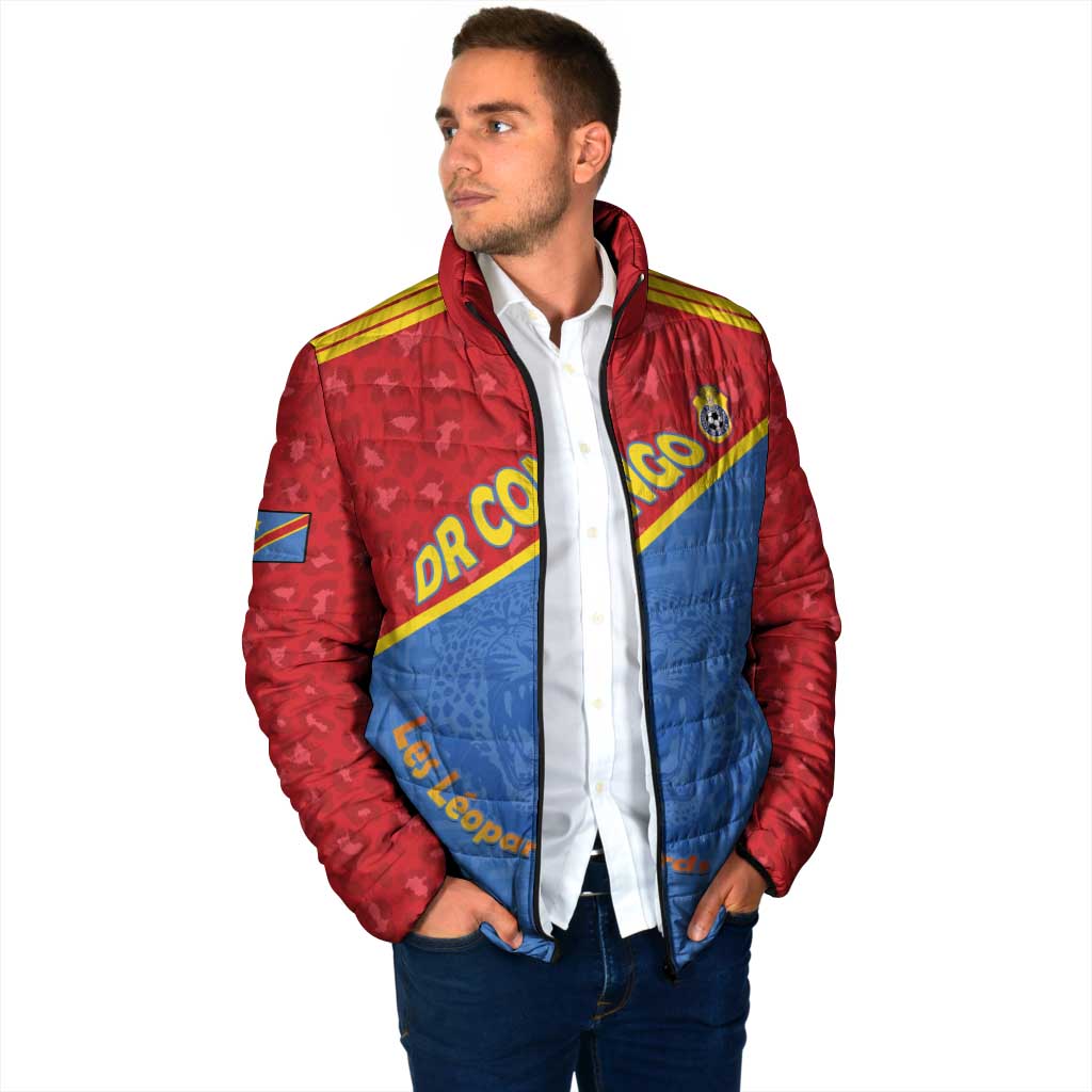 Custom DR Congo Football Padded Jacket Allez Les Léopards - Wonder Print Shop