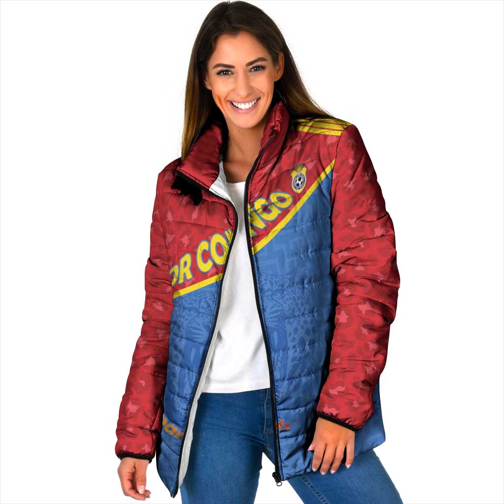 Custom DR Congo Football Padded Jacket Allez Les Léopards - Wonder Print Shop