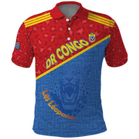 Custom DR Congo Football Polo Shirt Allez Les Léopards - Wonder Print Shop
