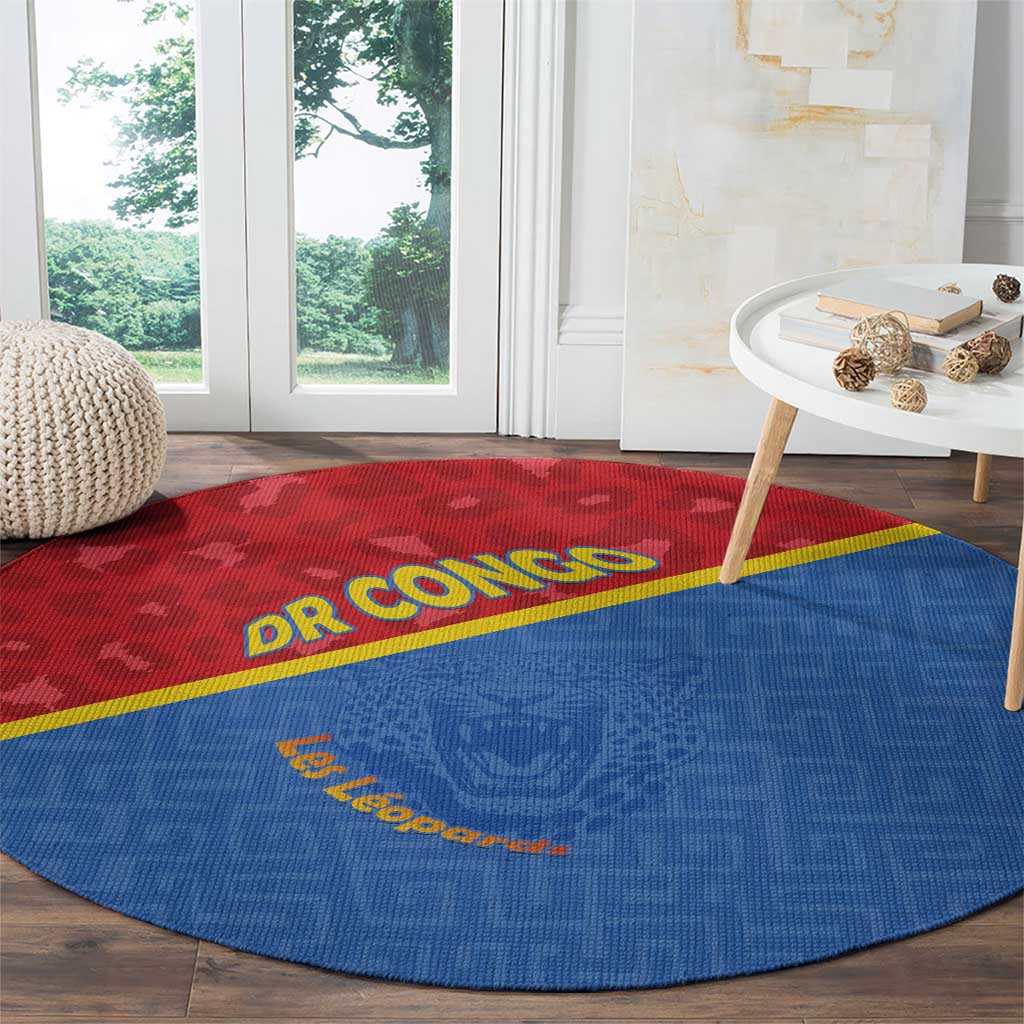 DR Congo Football Round Carpet Allez Les Léopards - Wonder Print Shop
