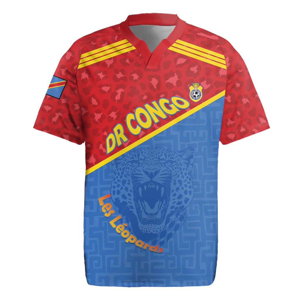 Custom DR Congo Football Rugby Jersey Allez Les Léopards - Wonder Print Shop